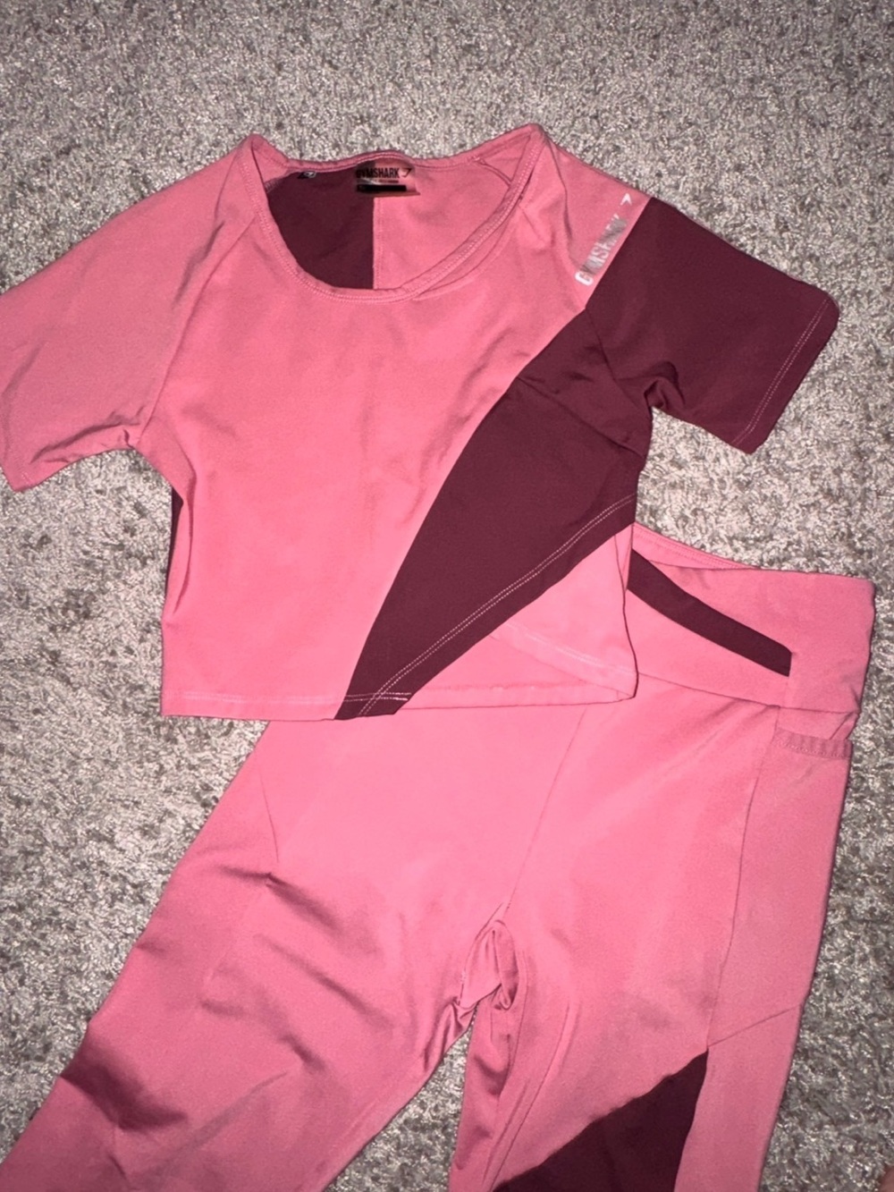 Gymshark Pink & Burgundy Colorblock Pajama Set